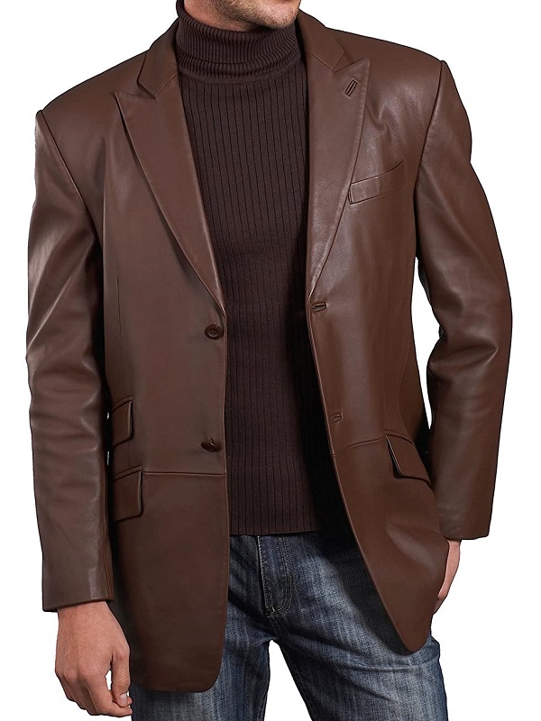 Men Sport leather blazer Men Sport Brown Blazer