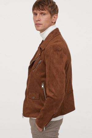 Men Brown Suede Jacket