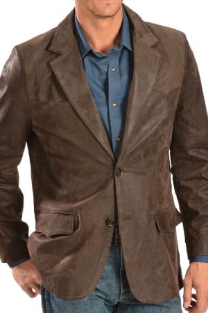 Men's Wear Western Brown Leather Blazer