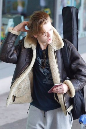 Actor Thomas Brodie-Sangster Leather Jacket