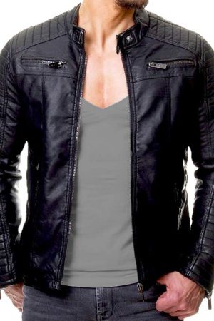 Men's Vintage Cafe Racer Slim Fit Biker Jacket