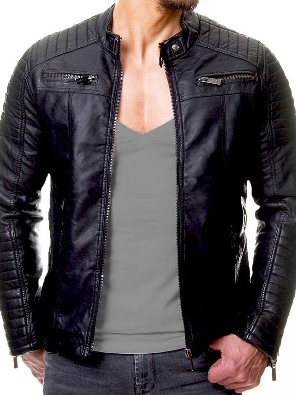 Mens Vintage Cafe Racer Biker Jacket Men's Vintage Cafe Racer Slim Fit Biker Jacket