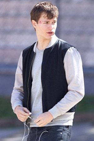 Baby Driver Ansel Elgort Bomber Varsity Jacket