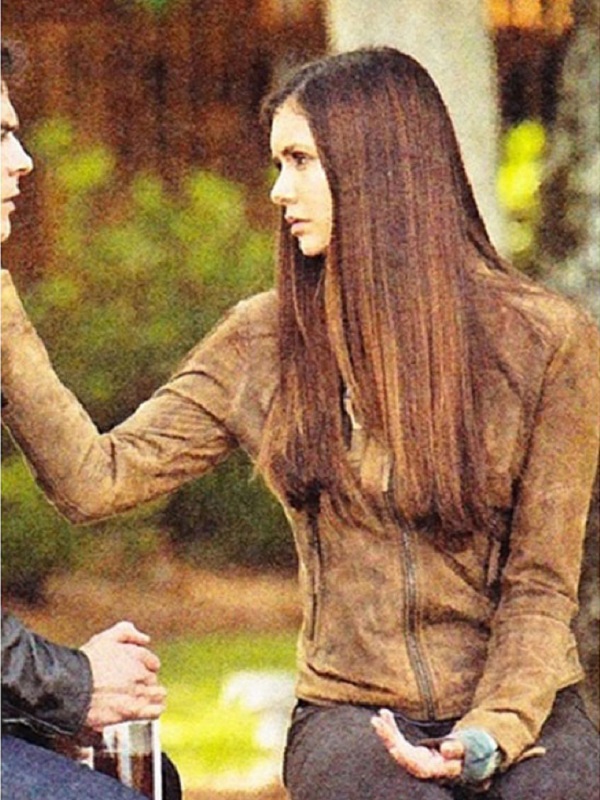 Nina Dobrev Vampire Diaries Elena Gilbert Jacket Vampire Diaries Elena Gilbert Brown Jacket
