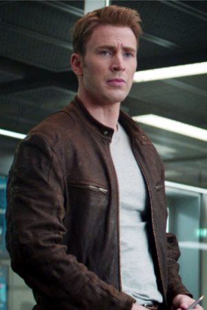 Chris Evans Captain America Steve Rogers Brown Leather Jacket