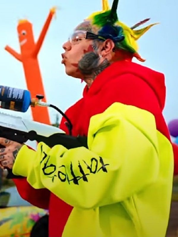 6ix9ine TattleTales Hoodie 6ix9ine red yellow split hoodie