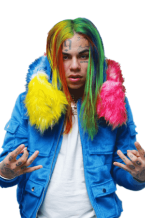 6ix9ine Fur Collar Blue Jacket