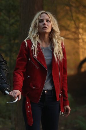 Romantic Series Once Upon a Time Emma Swan Red Suede Leather Jacket