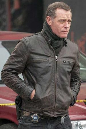 Jason Beghe Wearing Leather Jacket In Chicago PD as Hank Voight