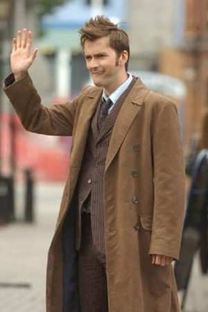 David Tennant Wearing A Brown Wool Coat in 10th Doctor Who Series