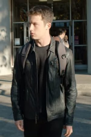 Dylan Minnette Wearing A Leather Jacket In 13 Reasons Why