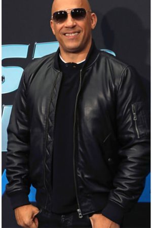 Vin Diesel Wearing A Black Jacket in Movie Event Fast & Furious Spy Racers