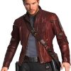 Actor Chris pratt wearing the Maroon Color Jacket in Guardians Of The Galaxy 2 Star Lord Maroon Jacket