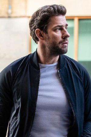 Jack Ryan Tom Clancys Wearing A Blue Bomber Jacket