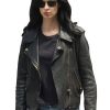 Krysten Ritter Wearing a Black Leather Jacket in The Defenders as Jessica Jones Jacket