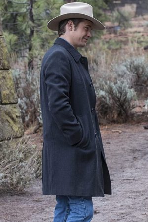 Timothy Olyphant Wearing A Wool Coat In TV Series Justified Raylan Givens