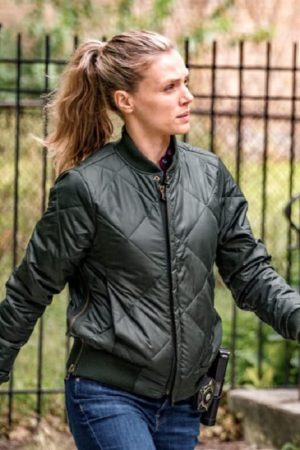 Tracy Spiridakos Wearing Bomber Jacket In Absolution