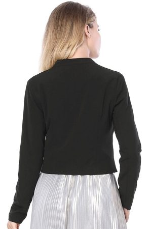Women's Collarless Black Blazer Suit