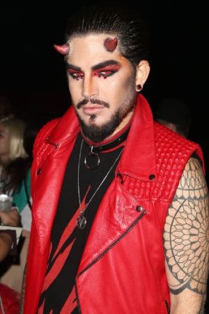 Adam Lambert Wearing Red Leather In Halloween Party