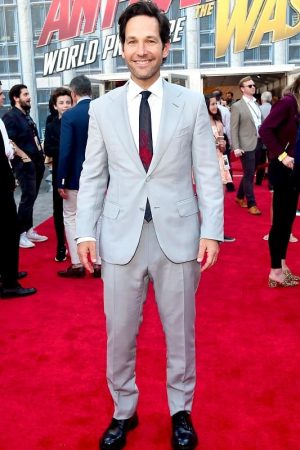 Actor Paul Rudd Wearing Suit in Ant-Man and the Wasp Premiere
