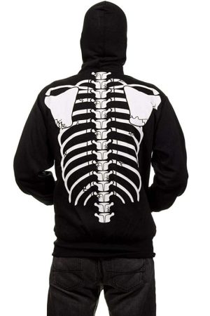 Men Wearing Skeleton Design Hoodie