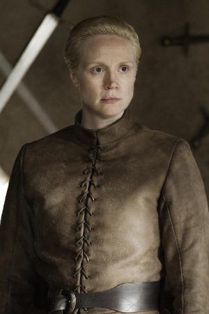 Gwendoline Christie Wearing Classic Brown Leather Jacket In Game of Thrones