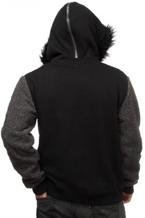 Actor Kit Harington Wearing Black Fur Collar Hooie Game of Thrones