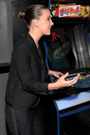 Actress Millie Bobby Wearing Black Blazer In Stranger Things