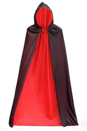Red-Black Double-deck Halloween Party Hooded Cloak Outerwear