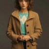 Natalia Dyer Wearing Brown Wool Coat In Stranger Things