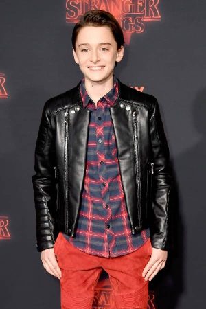 Noah Schnapp Wearing Biker Style Black Leather Jacket In Stranger Things Event