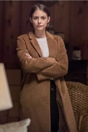 Willa Holland Wearing A Brown Wool Coat In TV Series Arrow