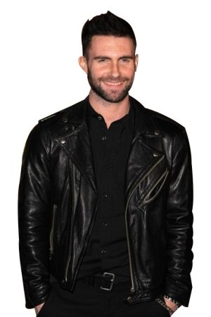 Musician Adam Levine Wearing Black Leather Jacket