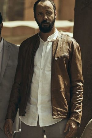 Ali Suliman Wearing Brown Leather Jacket In Jack Ryan