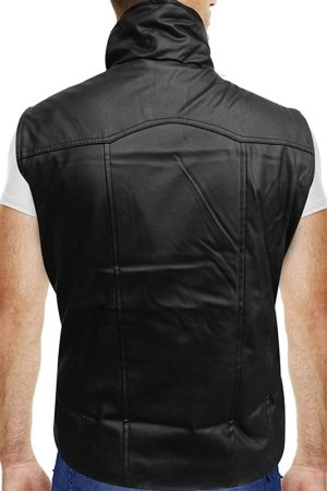 A Men Wearing Arkham Knight Bat Logo Black Vest