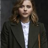Chloë Grace Moretz Wearing Green Wool Coat In Greta