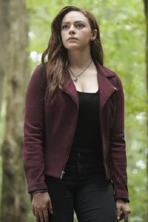 Danielle Rose Russell Wearing Maroon Jacket In Legacies This Year Will Be Different S2 E12