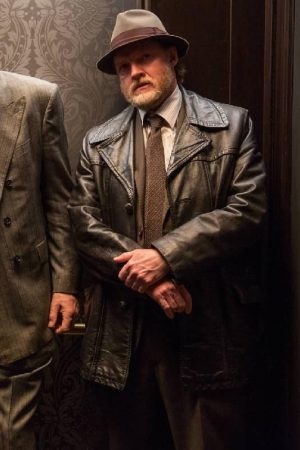 Actor Donal Logue Black Leather Coat In Gotham