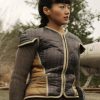 Kiki Sukezane Wearing Satin Gray Jacket In Lost in Space