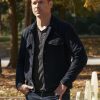 Matthew Davis Wearing Black Suede leather jacket In Legacies