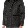 Men Wearing Black Corduroy Collar Quilted Satin Jacket