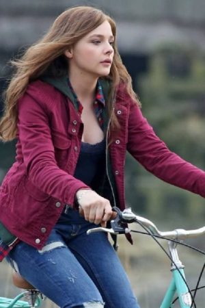 Chloë Grace Moretz Wearing Maroon Jacket In If I Stay Movie