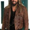 Jason Momoa Wearing Brown Leatehr Jacket In Justice League as Aquaman