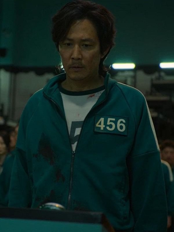 Lee Jung-jae Squid Game Seong Gi-hun Green Tracksuit Lee Jung-jae Wearing Green Tracksuit In Squid Game as Seong Gi-hun