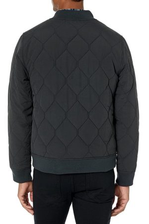A Men Wearing Quilted Design Jacket