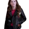 Anna Kendrick Wearing Black Leather Patches Jacket In Pitch Perfect as Beca