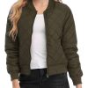A Women Wearing Quilted Bomber Jacket