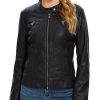 Women Wearing Caferacer Leather Jacket