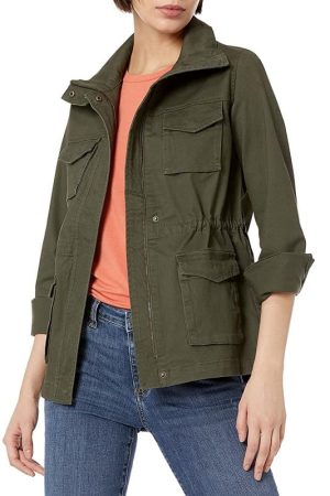 A Young Women Wearing Cargo Green Jacket