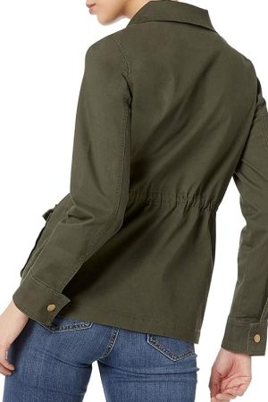 A Young Women Wearing Green Jacket